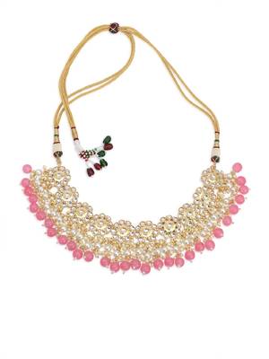 Laida 24k rose gold-plated kundan studded & beaded jewellery set 4