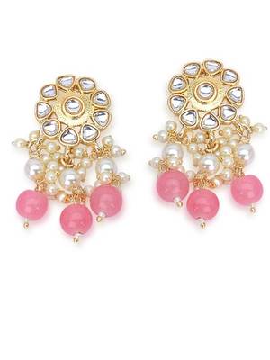 Laida 24k rose gold-plated kundan studded & beaded jewellery set 5