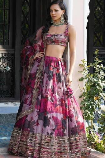 CHARMING PURPLE TABBY SILK ZARI WITH EMBROIDRED WORK SEMI STITCHED LEHENGA CHOLI FOR PARTYWEAR