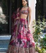 CHARMING PURPLE TABBY SILK ZARI WITH EMBROIDRED WORK SEMI STITCHED LEHENGA CHOLI FOR PARTYWEAR