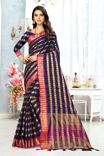 Serona fabrics women's art silk  zari weaving work saree