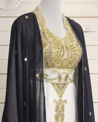 Black and White Georgette Zari Work Kaftan Dress 3