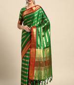 Serona fabrics women's  art silk zari weaving work contrast border party wear saree