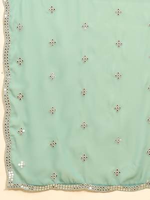 Green Embroidered work Faux Georgette Fabric wedding Lehenga Choli with Dupatta. 8