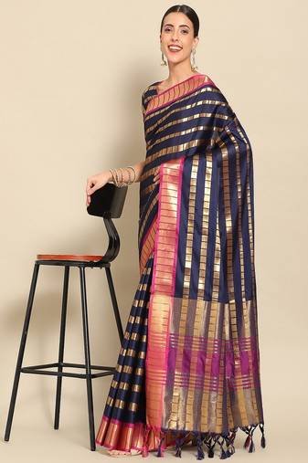 Serona fabrics women's  art silk zari weaving work contrast border party wear saree