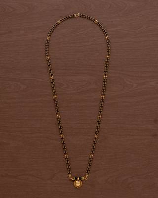 Black beads mangalsutra with cap (7+1) with single vati one gram gold 2