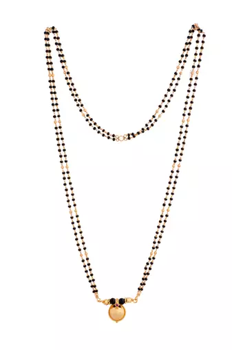 Black beads mangalsutra with cap (7+1) with single vati one gram gold