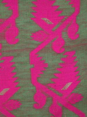 Pinkloom Women'S Green Hand_Woven Cotton Jamdani Saree Without Blouse 4