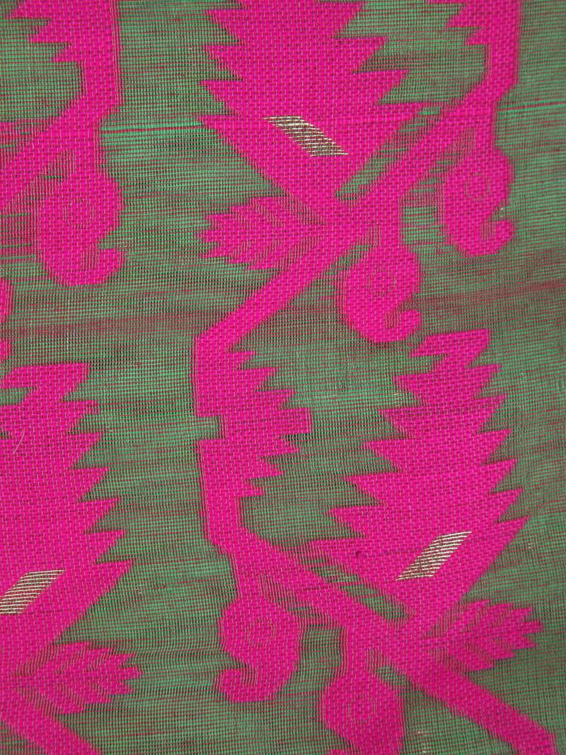 Pinkloom Women'S Green Hand_Woven Cotton Jamdani Saree Without Blouse