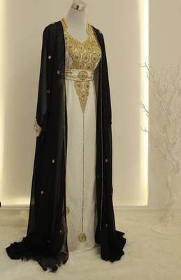 Black and White Georgette Embroidered Party Wear Kaftan  3