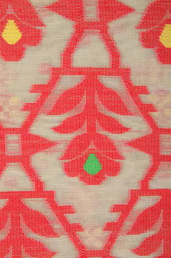 Pinkloom Women'S Beige Hand_Woven Cotton Jamdani Saree Without Blouse