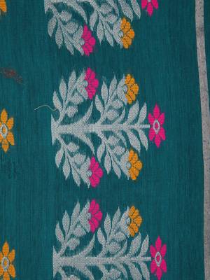 PinkLoom Women's Green Hand_Woven Cotton_Silk Saree With Blouse 4