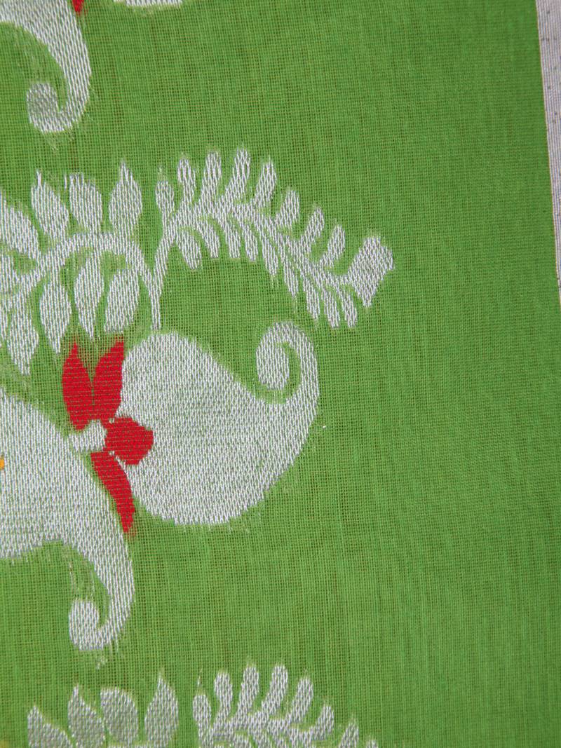 PinkLoom Women's Green Hand_Woven Cotton_Silk Saree With Blouse