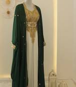 Green and White Eid Kaftan for Women