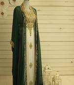 Green & White Kaftan Handcrafted Georgette Elegance Work Party Wear Fully Stitched Dresses