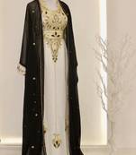 Black & White Kaftan Handcrafted Georgette Elegance Work Party Wear Fully Stitched Dresses
