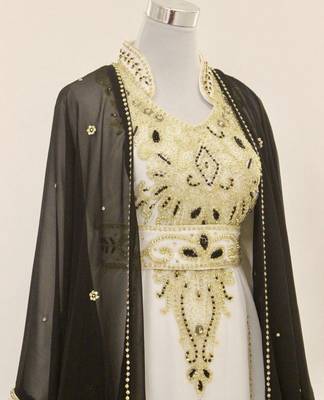 Black & White Kaftan Handcrafted Georgette Elegance Work Party Wear Fully Stitched Dresses 2
