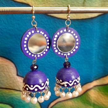 Quilled jhumkas with mirror earrings 1 1