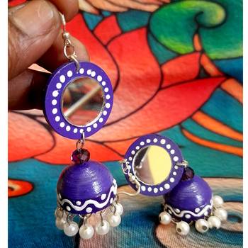 Quilled jhumkas with mirror earrings 1 2