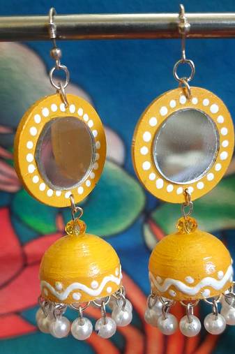 Quilled jhumkas with mirror earrings 4