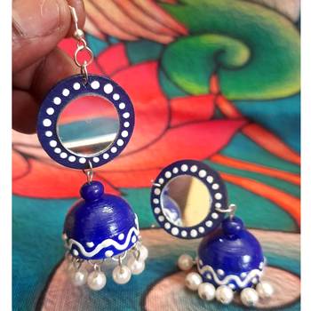 Quilled jhumkas with mirror earrings 5 2