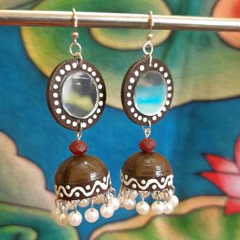 Quilled jhumkas with mirror earrings 6 1
