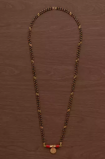Black beads mangalsutra with cap (7+1) with Laxmi vati one gram gold