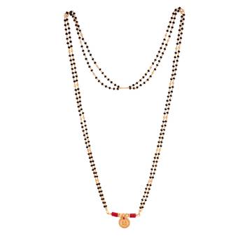 Black beads mangalsutra with cap (7+1) with Laxmi vati one gram gold 3