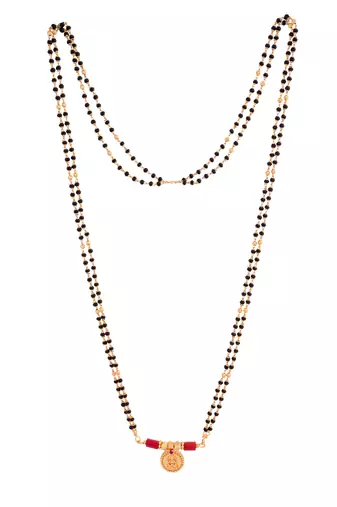 Black beads mangalsutra with cap (7+1) with Laxmi vati one gram gold
