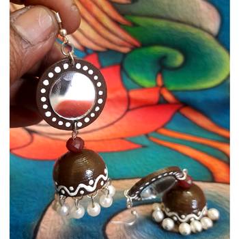 Quilled jhumkas with mirror earrings 6 2