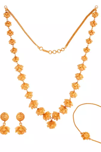 Gold necklaces set - red matt finish