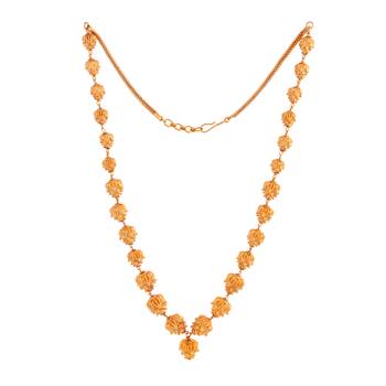 Golden flower necklace and earrings set red matt finish 4