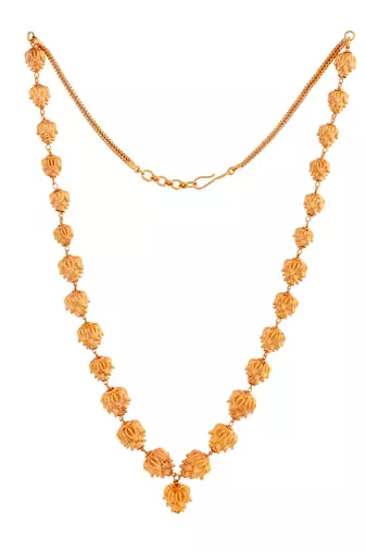 Golden flower necklace and earrings set red matt finish