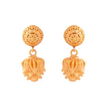 Golden flower necklace and earrings set red matt finish 5