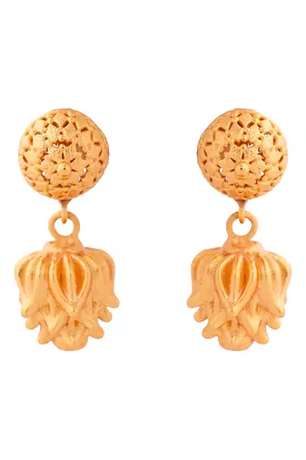 Golden flower necklace and earrings set red matt finish