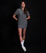Titanium embroidery hoodie dress