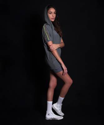 Titanium embroidery hoodie dress 2