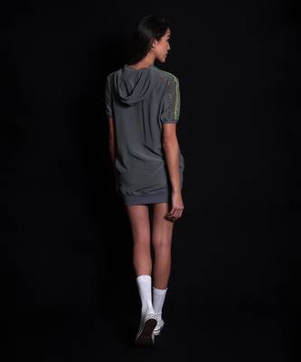 Titanium embroidery hoodie dress 3