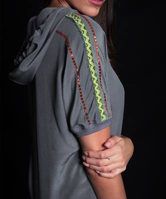Titanium embroidery hoodie dress 4