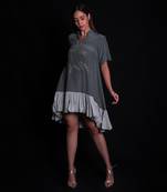 Titanium printed ruffles dress