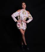 Purple rose cold shoulder dress