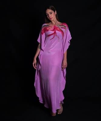 Purple rose embroidered kaftaan 1