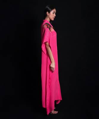 Tea rose  embroidery applique kaftaan 2