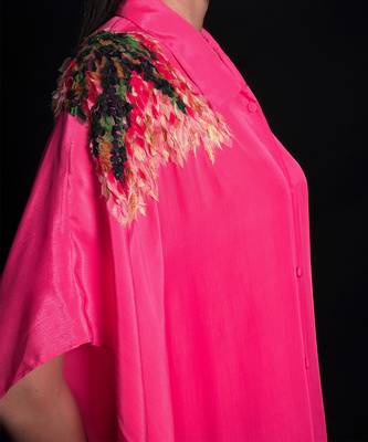 Tea rose  embroidery applique kaftaan 4