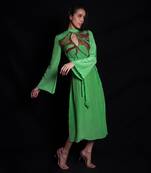 Absinthe green embroidered dress