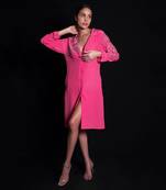 Tea rose dress with applique embroidery