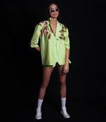 Daiquiri green embroidered chanderi shirt