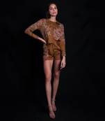 Golden brown embroidery top