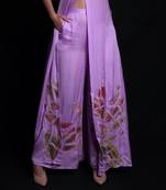 Purple rose embroidered trousers