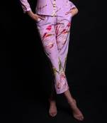 Purple rose floral printed trousers